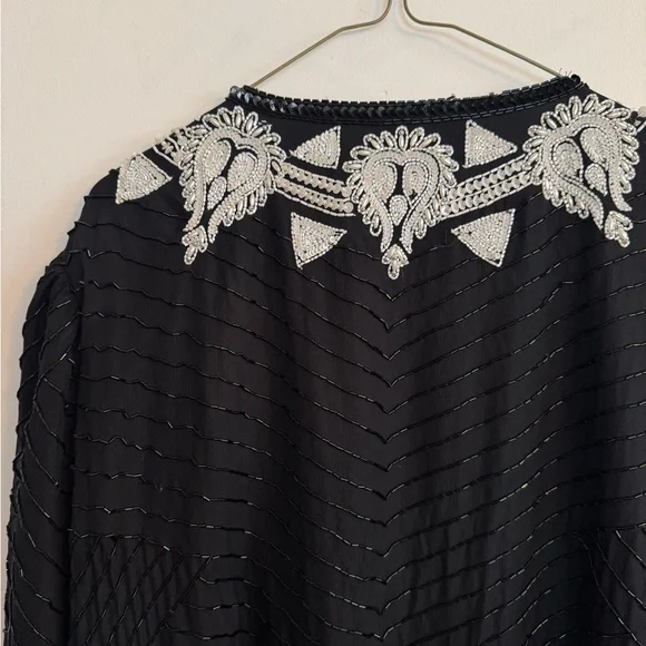 Hand-Embroidered Black Beaded Jacket - Picture 4 of 4